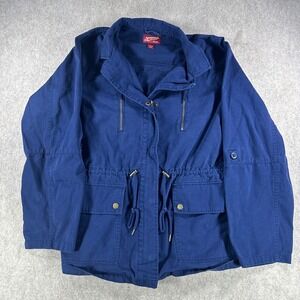 Arizona Jean Co Utility Anorak Jacket Cargo Juniors Plus Size 1X Navy Blue Coat
